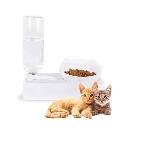 Alimentador elevado moderno para gatos Edipets com reservatório.