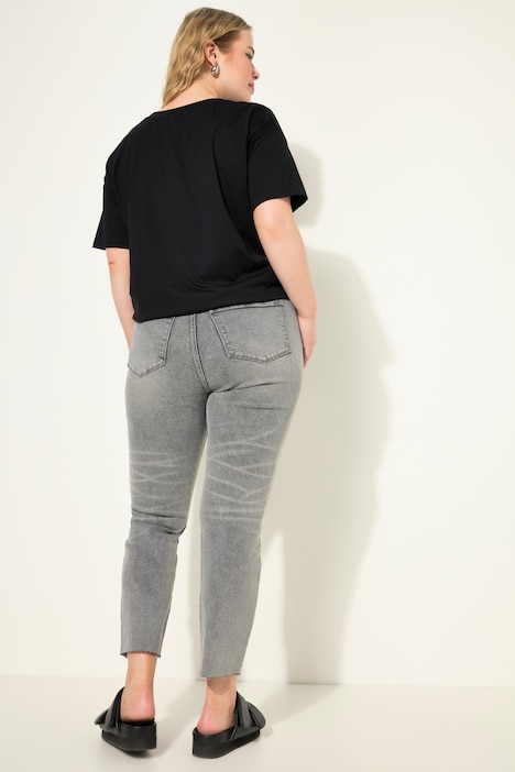 Mom-Jeans, HighWaist, destroyed, 5-Pocket