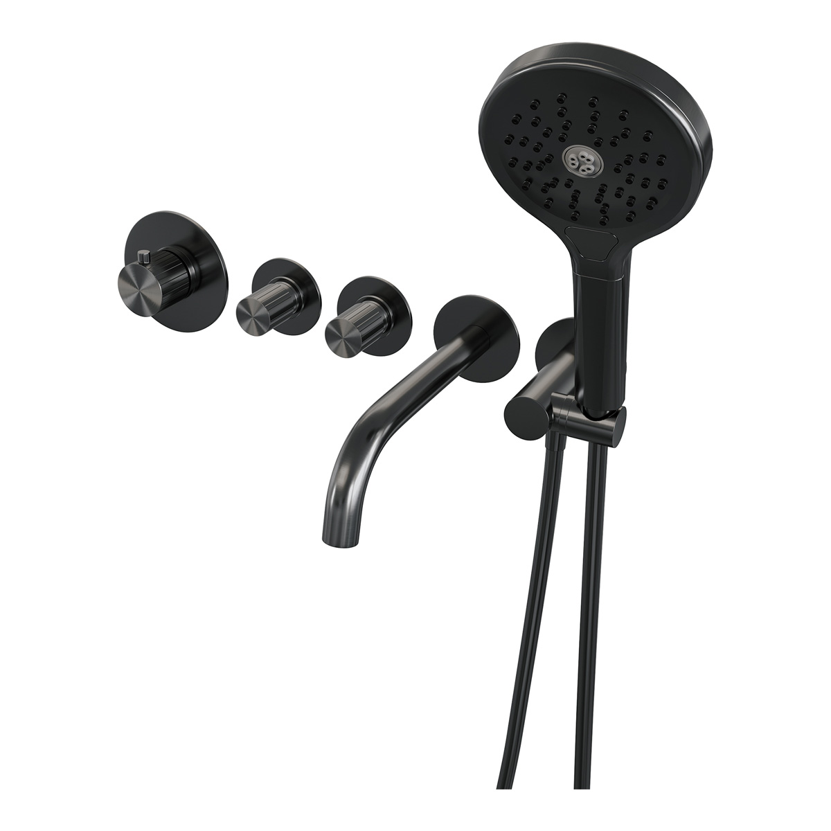 Brauer Stripe inbouw badkraan met 3 standen handdouche gunmetal geborsteld PVD