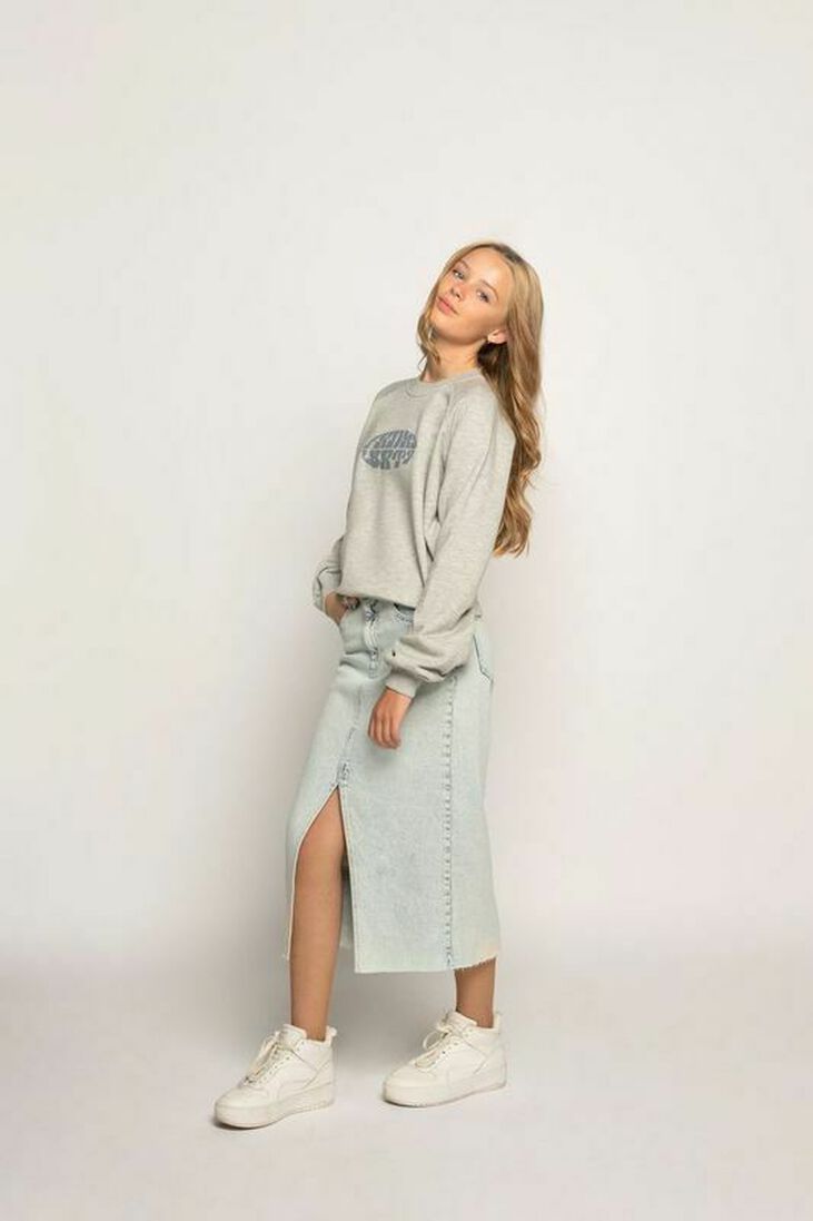 FRANKIE & LIBERTY lichtblauwe frankie & liberty midirok denim midi skirt