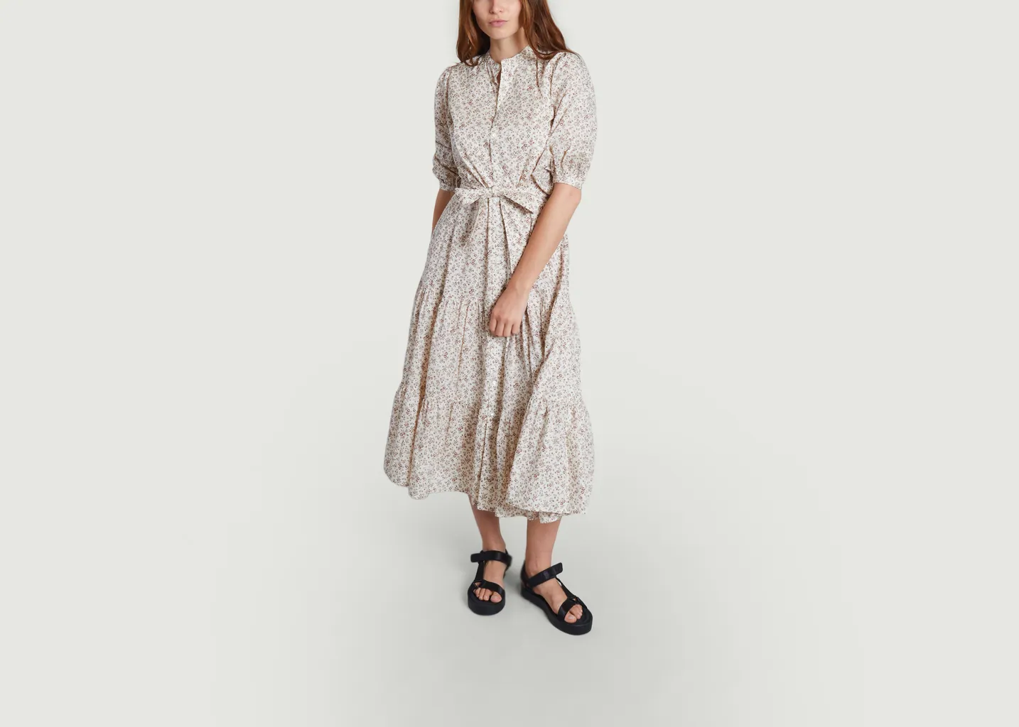 Robe ceinturée fleurie à volants coton Polo Ralph Lauren