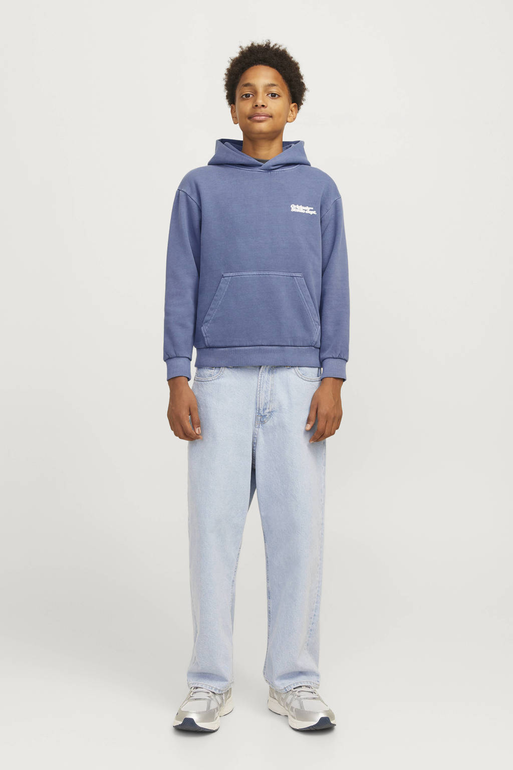 JACK & JONES hoodie JORVERMONT met backprint blauw