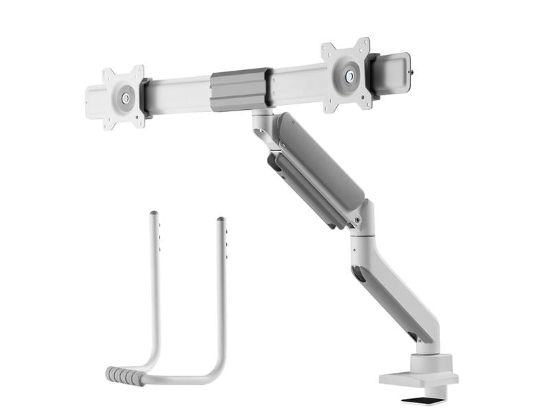 NEOMOUNTS Tischhalterung DS75-450WH2 bis 8 kg – Weiss Vollbewegliche Monitorhalterung für zwei Flachbildschirme bis zu 32