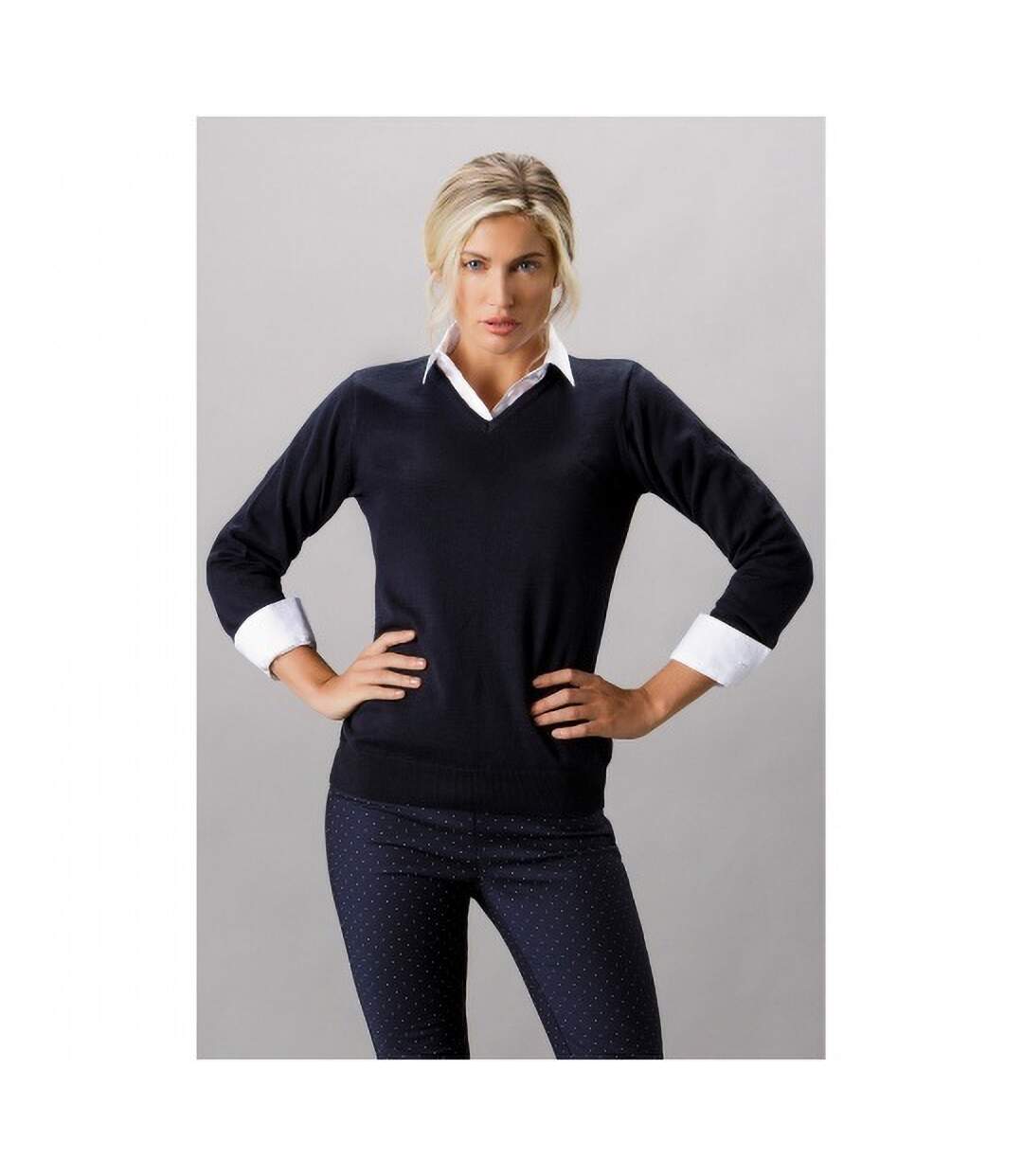 Pull à col en V Kustom Kit Arundel pour femme (Bleu marine) - UTBC1447