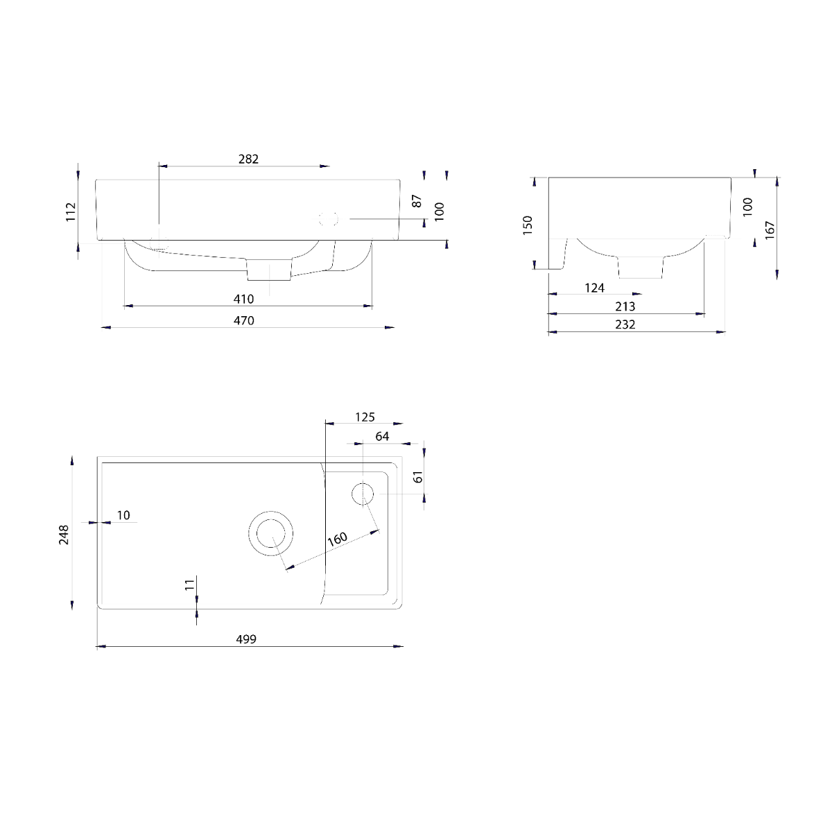 Sapho Nuali keramieke wastafel 50x25cm wit
