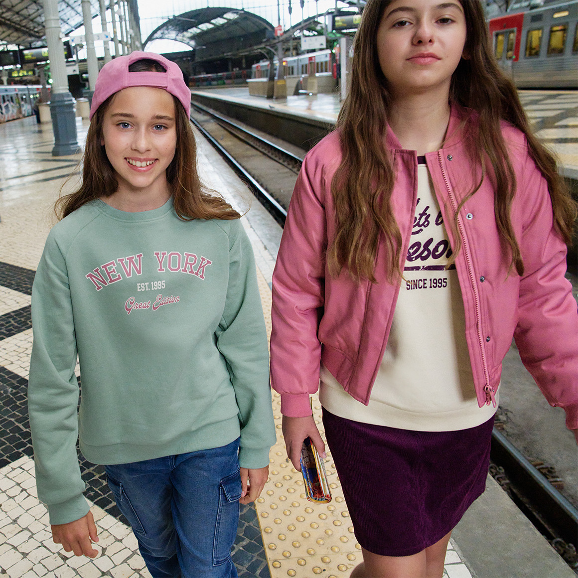 Yigga Mädchen Blouson in Unifarben rosa