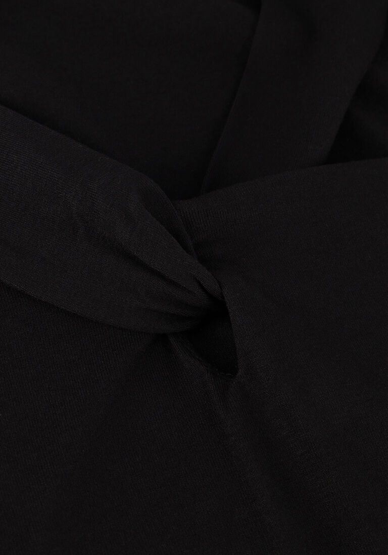 JANSEN AMSTERDAM zwarte jansen amsterdam top v130 jersey uni top 3/4 sleeve knotdetail at neckline