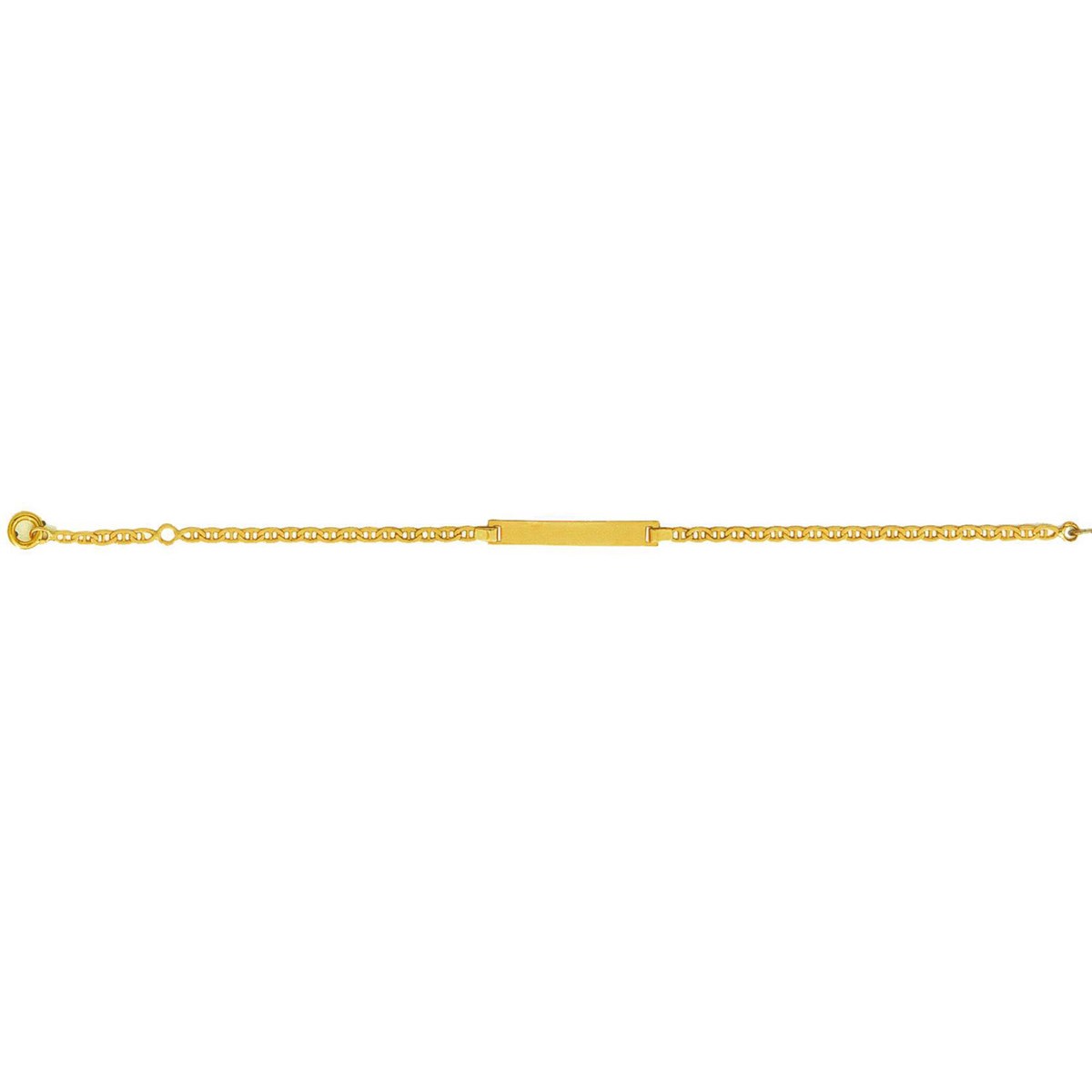Identité bébé rectangle maille marine or 9 carats