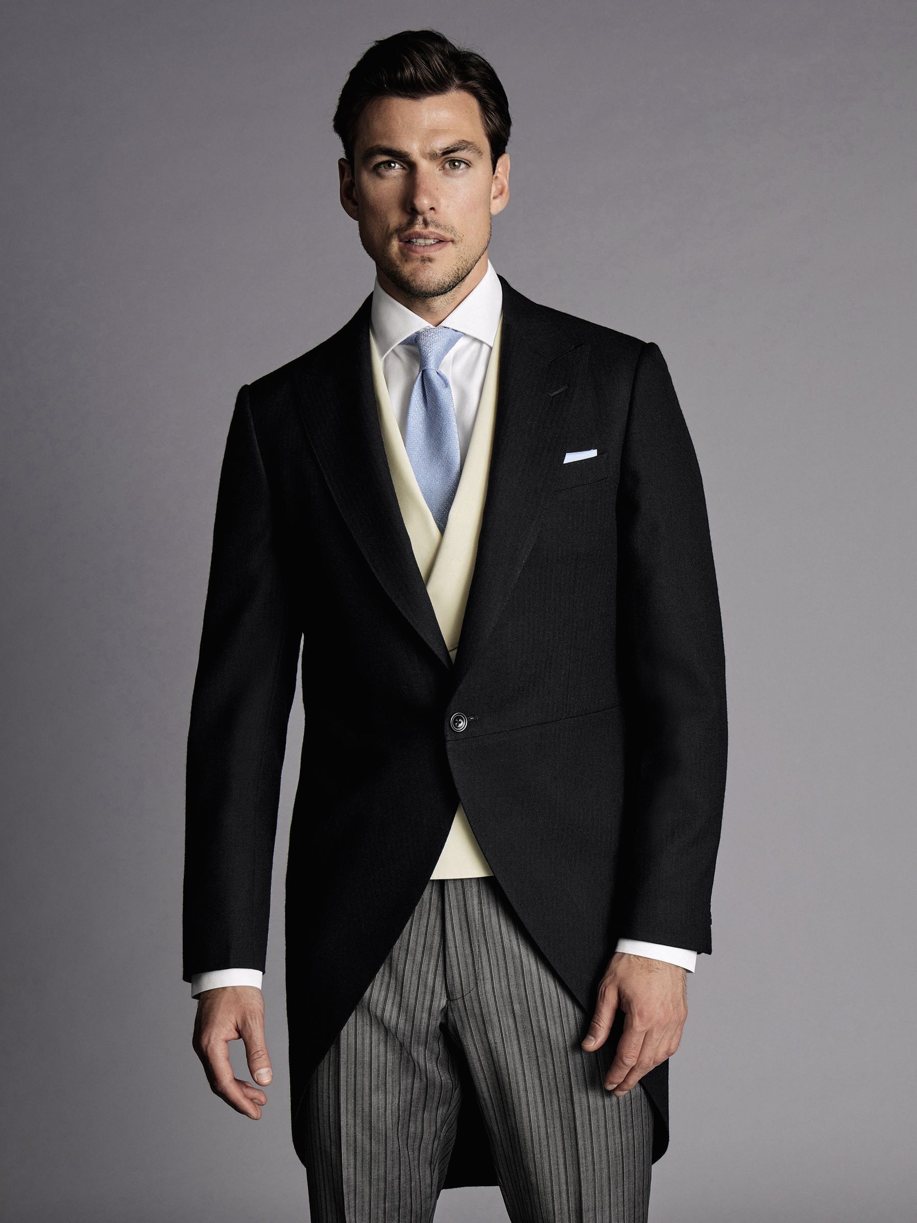 Charles Tyrwhitt Slim Fit Herringbone Morning Suit: Tailcoat