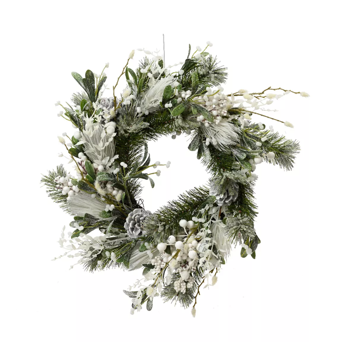 Couronne de Noël (D40 cm) Baies givrées Blanc
