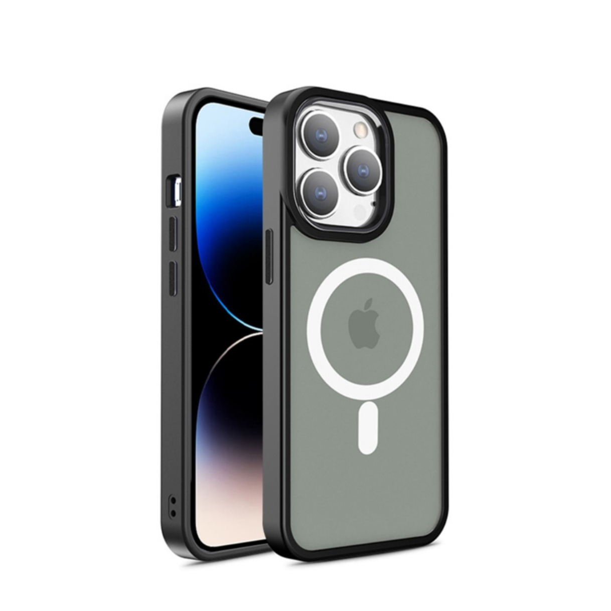 iPhone 15 Pro Max MagSafe Hybrid Hardcase Hülle mit TPU Bumper - Schwarz