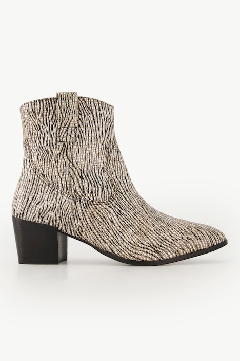 Leder-Stiefeletten, Schlangenlederoptik, Weite H