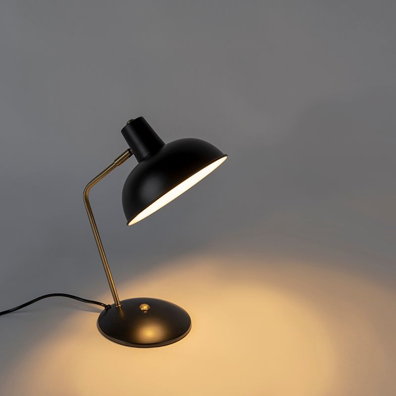 Retro tafellamp zwart met brons - Milou