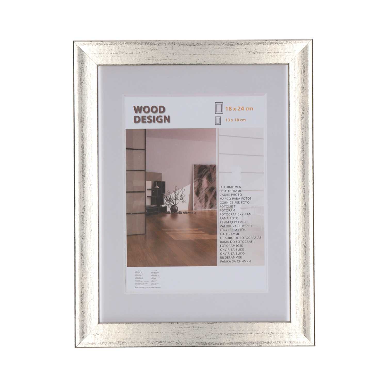 Bilderrahmen Milano aus Holz mit Passepartout 18 x 24 cm / 13 x 18 cm 4fach