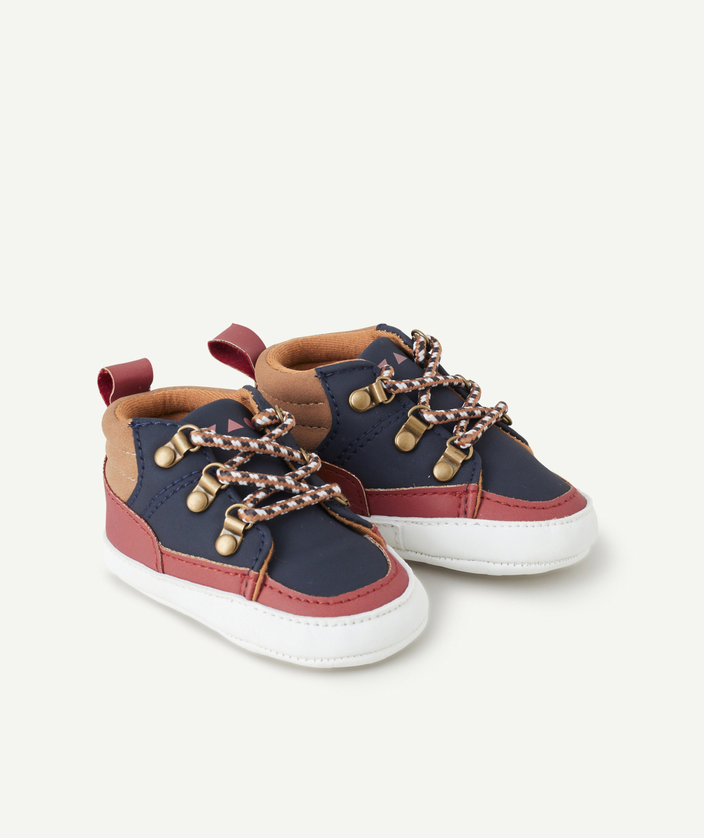 CHAUSSONS BÉBÉ GARÇON BLEU TERRACOTTA ET MARRON