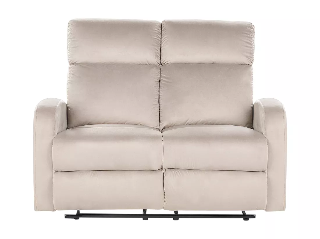 Canapé 2 places inclinable manuellement en velours beige VERDAL
