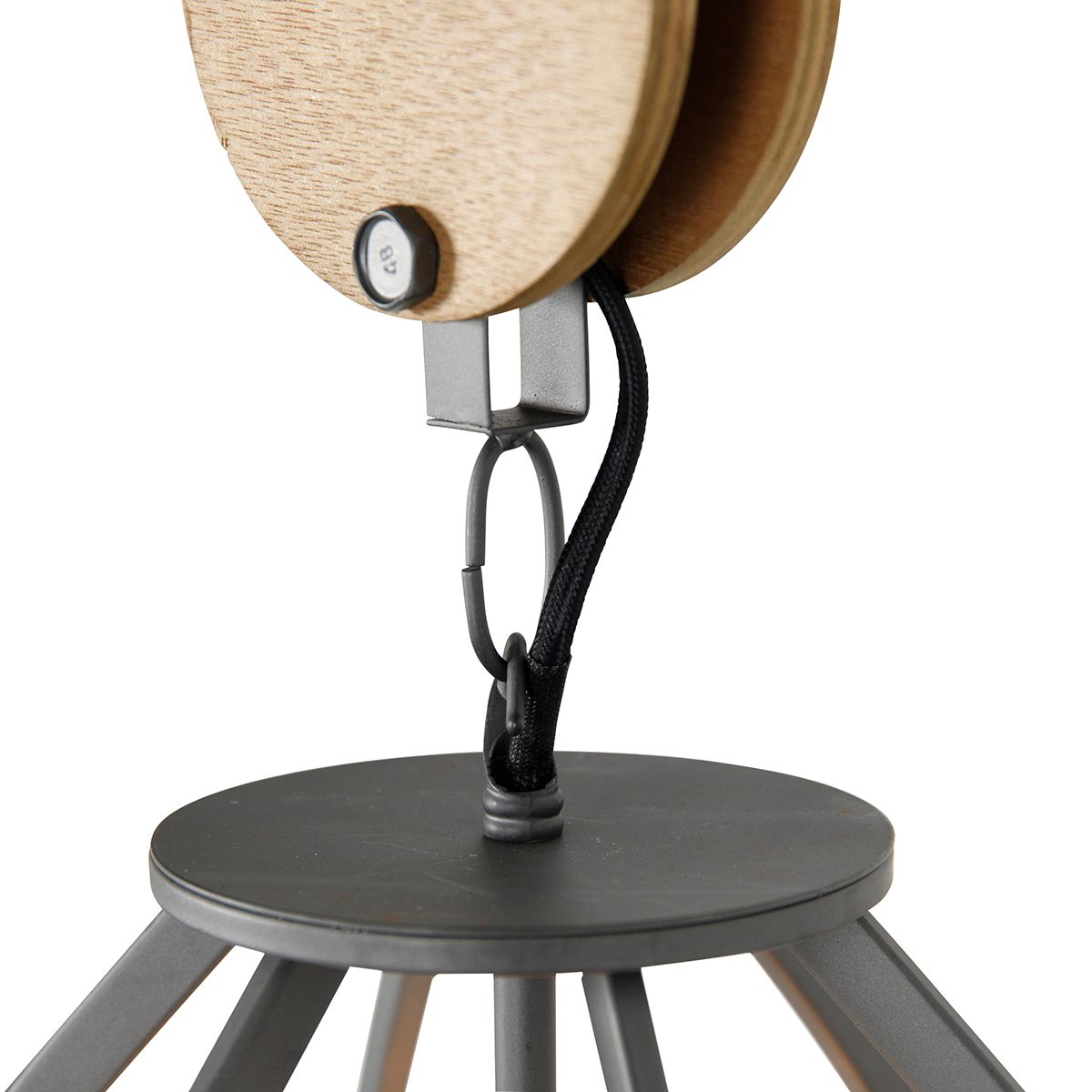 Smart hanglamp donkergrijs met hout 34 cm incl. Wifi G95 - Arthur