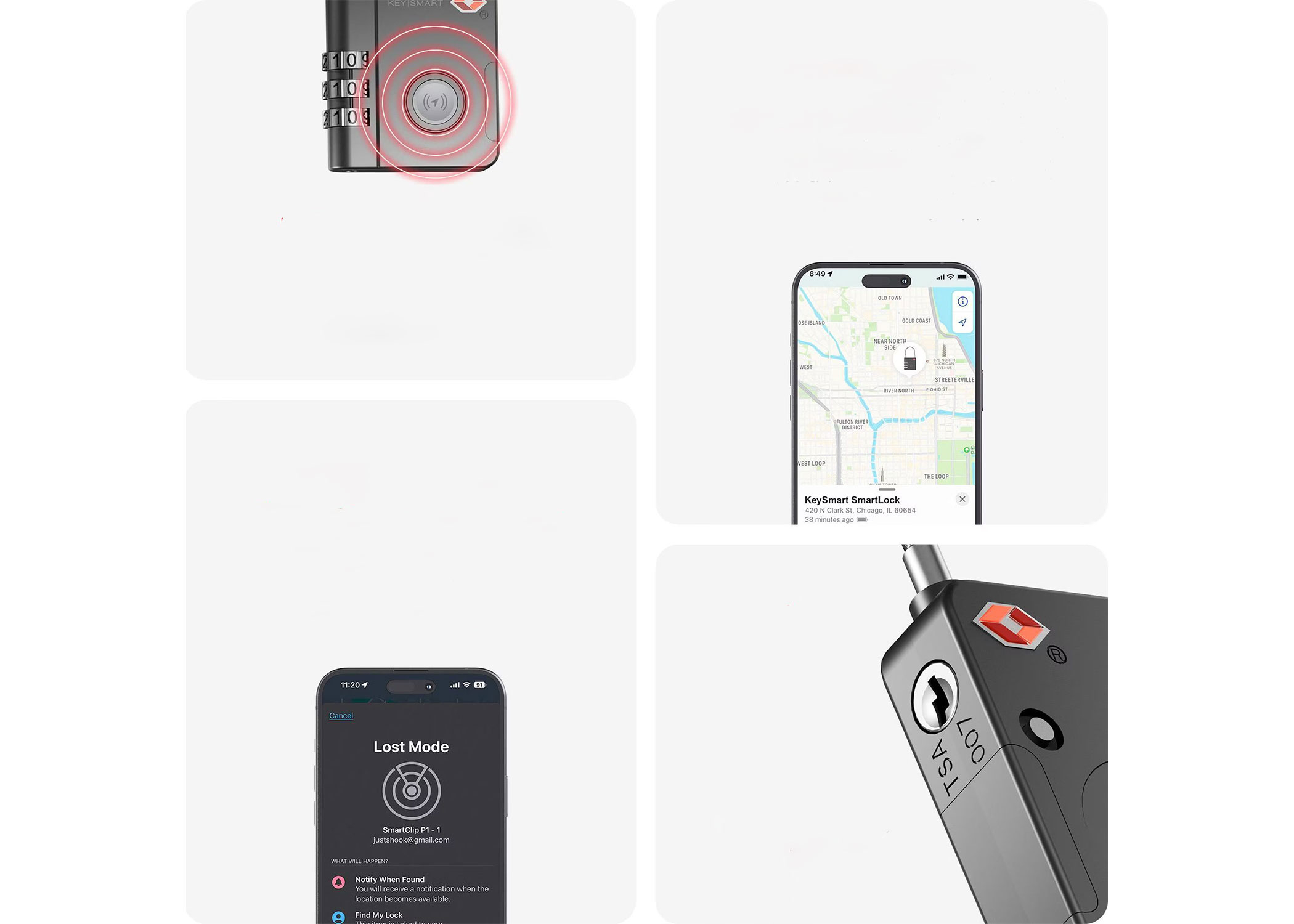 SmartLock TSA Lock Schloss Bluetooth Key Finder Tracker für iOS kompatibel mit Apple Find My Network (KS520-BLK) - Schwarz