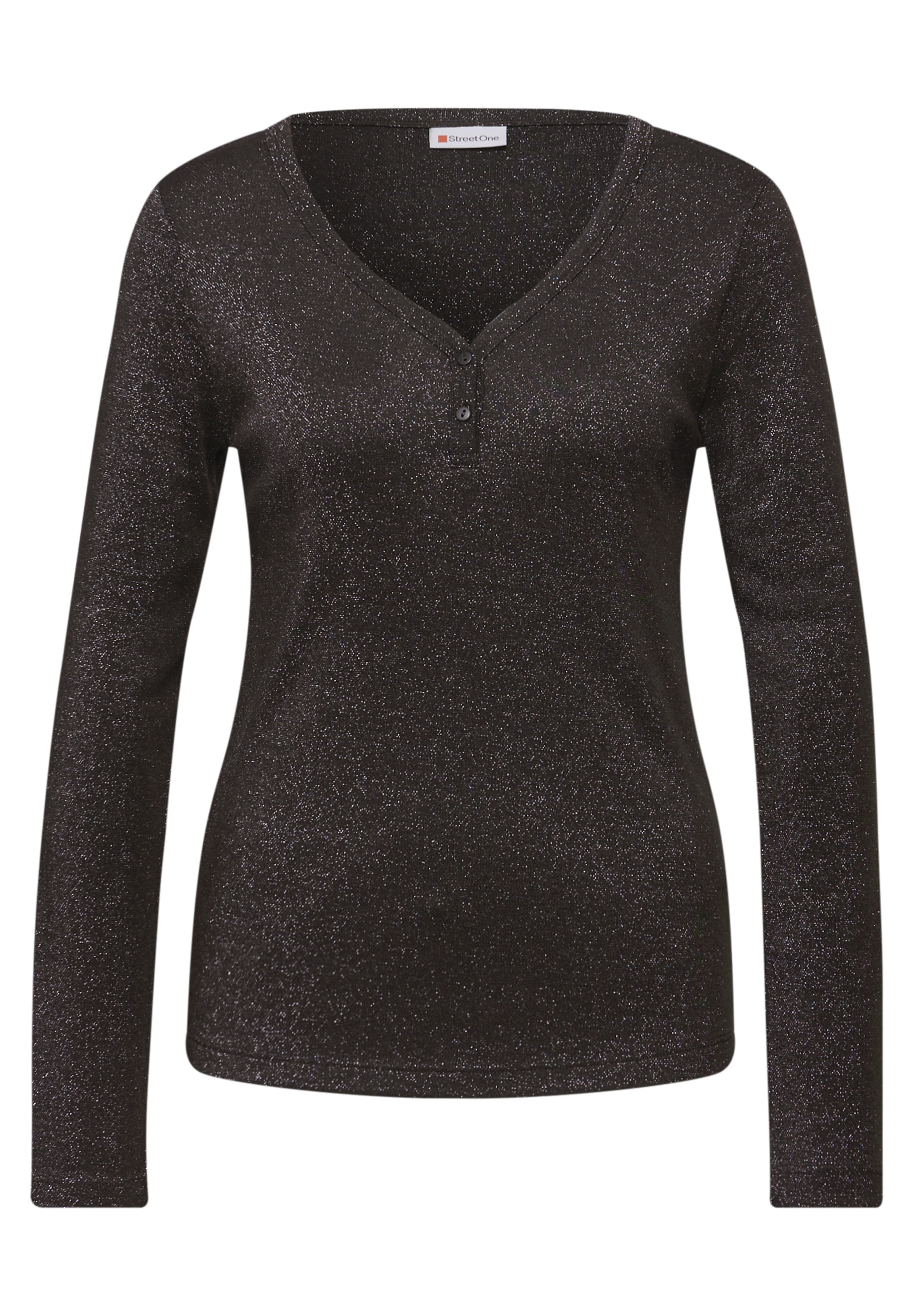STREET ONE Langarmshirt , im Glitzer-Look und ot Herz-Ausschnitt