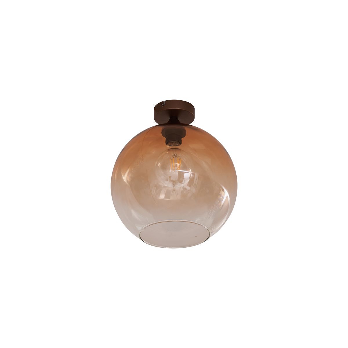 Art Deco plafondlamp donkerbrons met bruin glas - Sandra