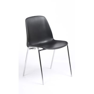 Chaise CHARLOTTE - pieds chromés avec accroches - noir