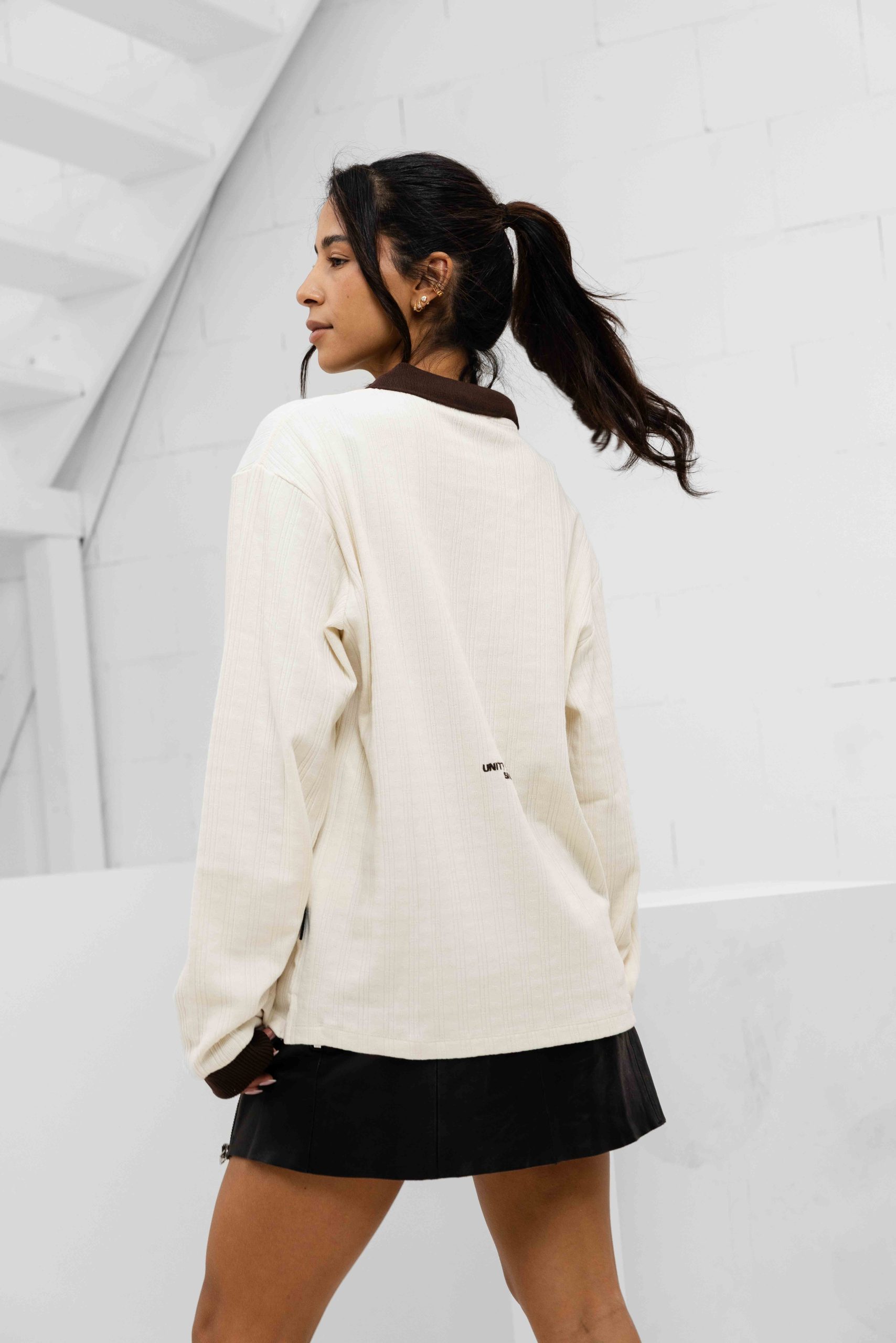 Equalité Ash Knit Longsleeve Polo Dames Gebroken Wit