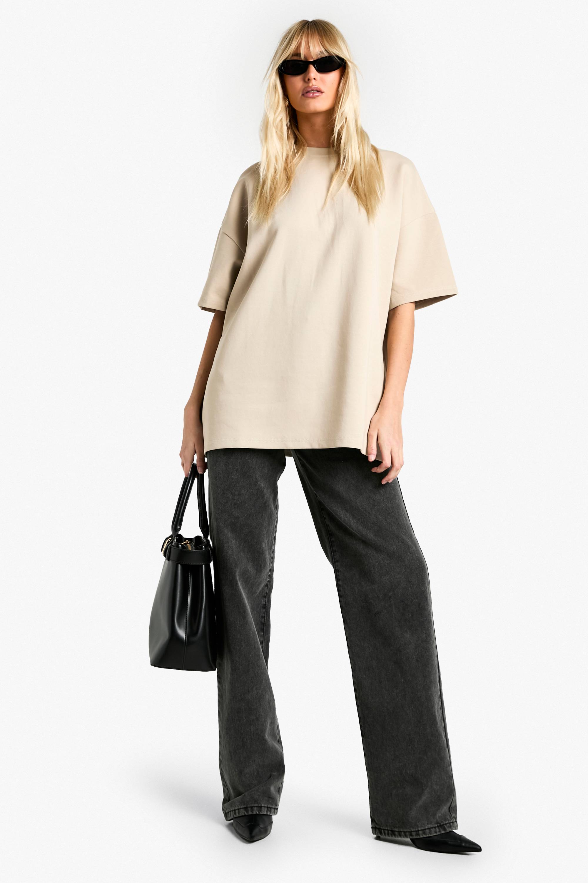 boohoo T-shirt surdimensionné en interlock premium à toucher doux