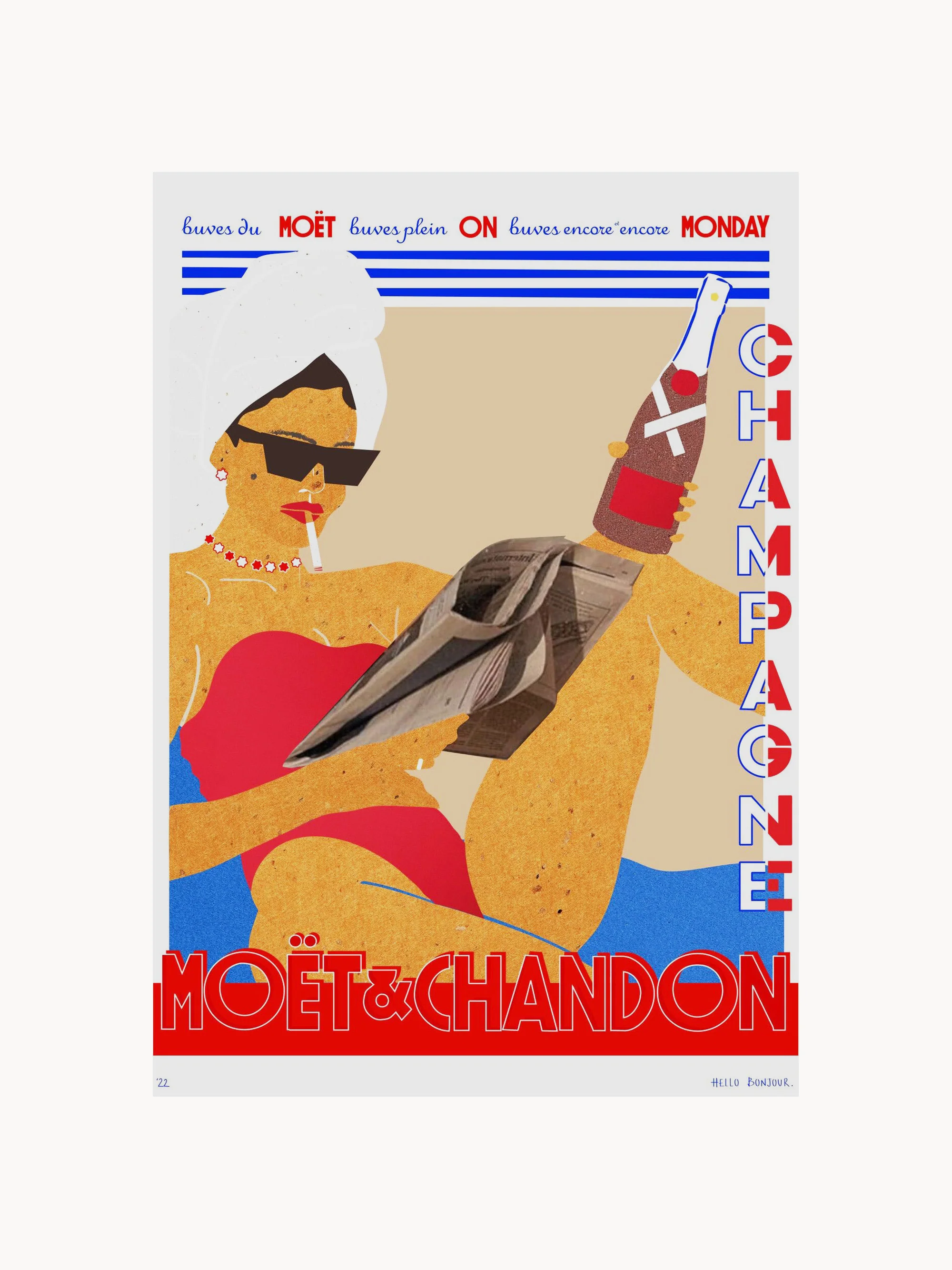 Poster Hello Bonjour - Moet Monday