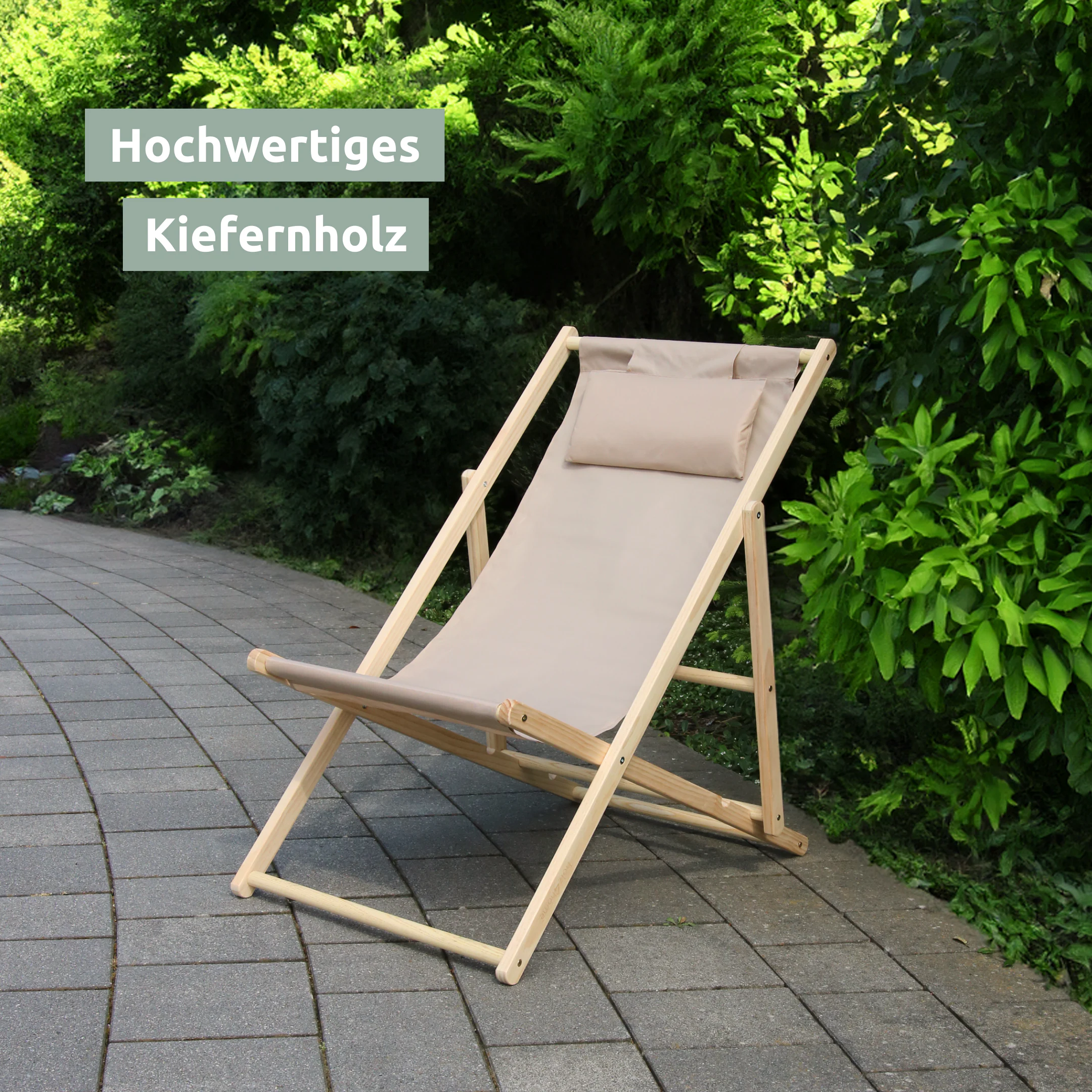 holz4home® 2er Set Liegestuhl aus Holz klappbar | Creme