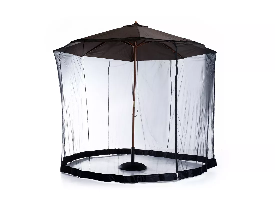 Moustiquaire cylindrique pour parasol 3 m diamètre avec fermeture éclair et lestage noir