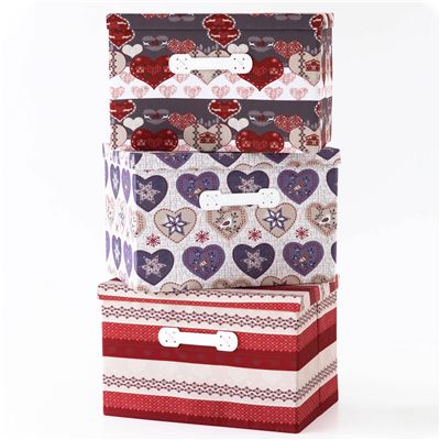 Boîtes de rangement décor chalet - set de 3