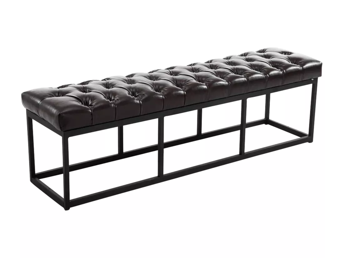 Banquette - Similicuir & Métal noir mat - Marron - Amun