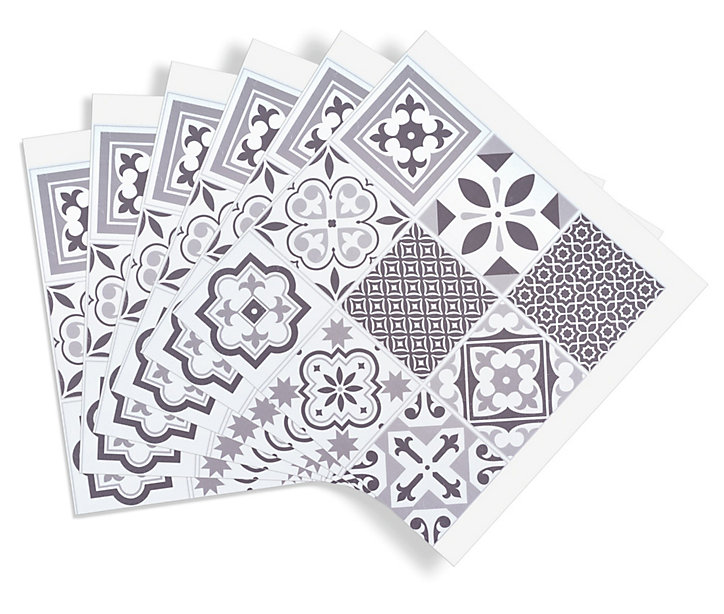 Lot de 6 dalles adhésive murales Wall Tiles DC FIX Carreaux de ciment style oriental L. 30,5 x l.30,5cm