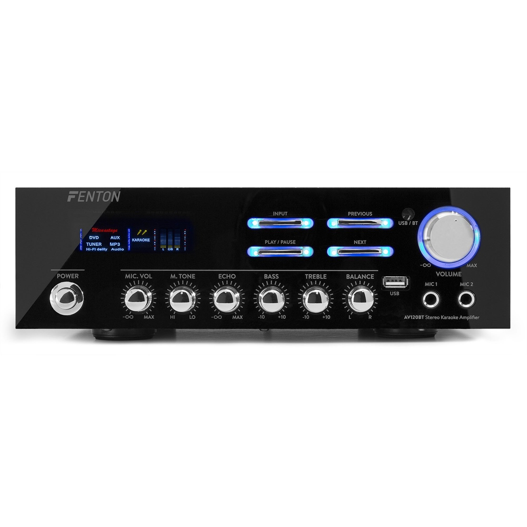 Fenton AV120BT 2 x 60W stereo hifi versterker met karaoke-functies
