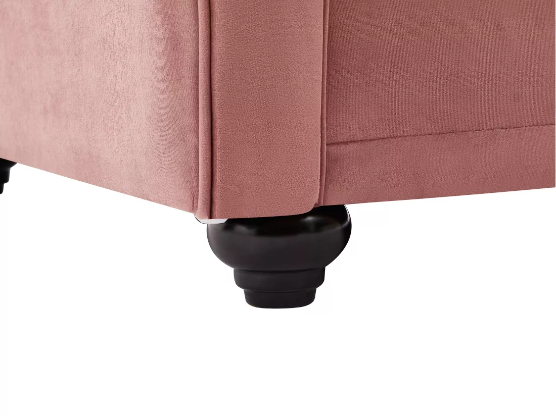 Canapés 3 places et 2 places et fauteuil en velours rose pastel CHESTERFIELD