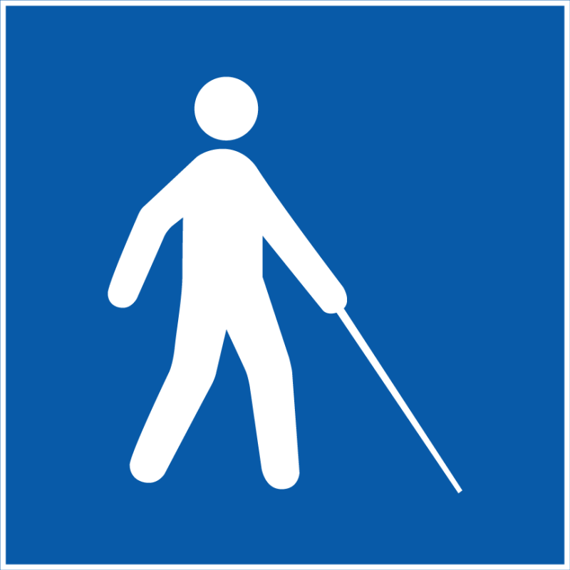 Panneau Accessibilité, malvoyant ou aveugle - ISO 7001 en Gravoply