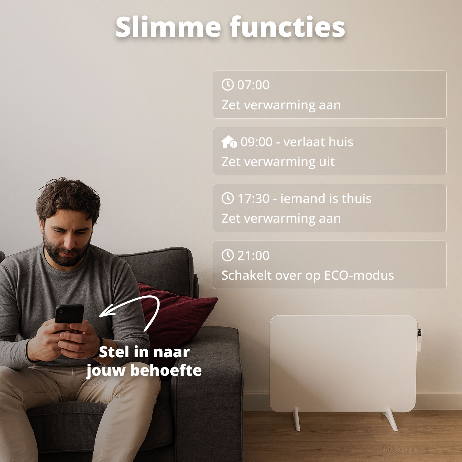 FlinQ 800 watt slimme infrarood verwarming - White