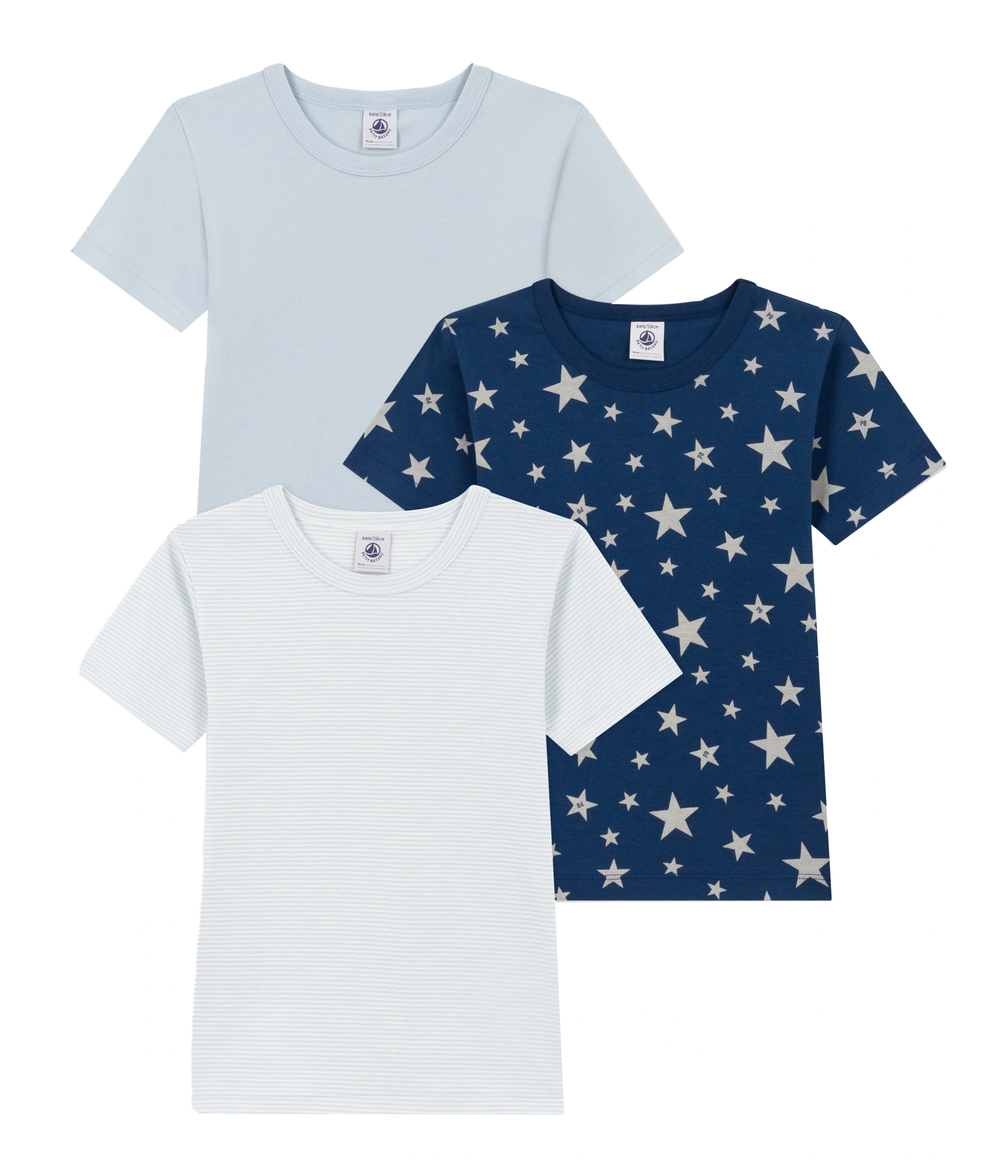 T-Shirt STARS 3er Pack in blau