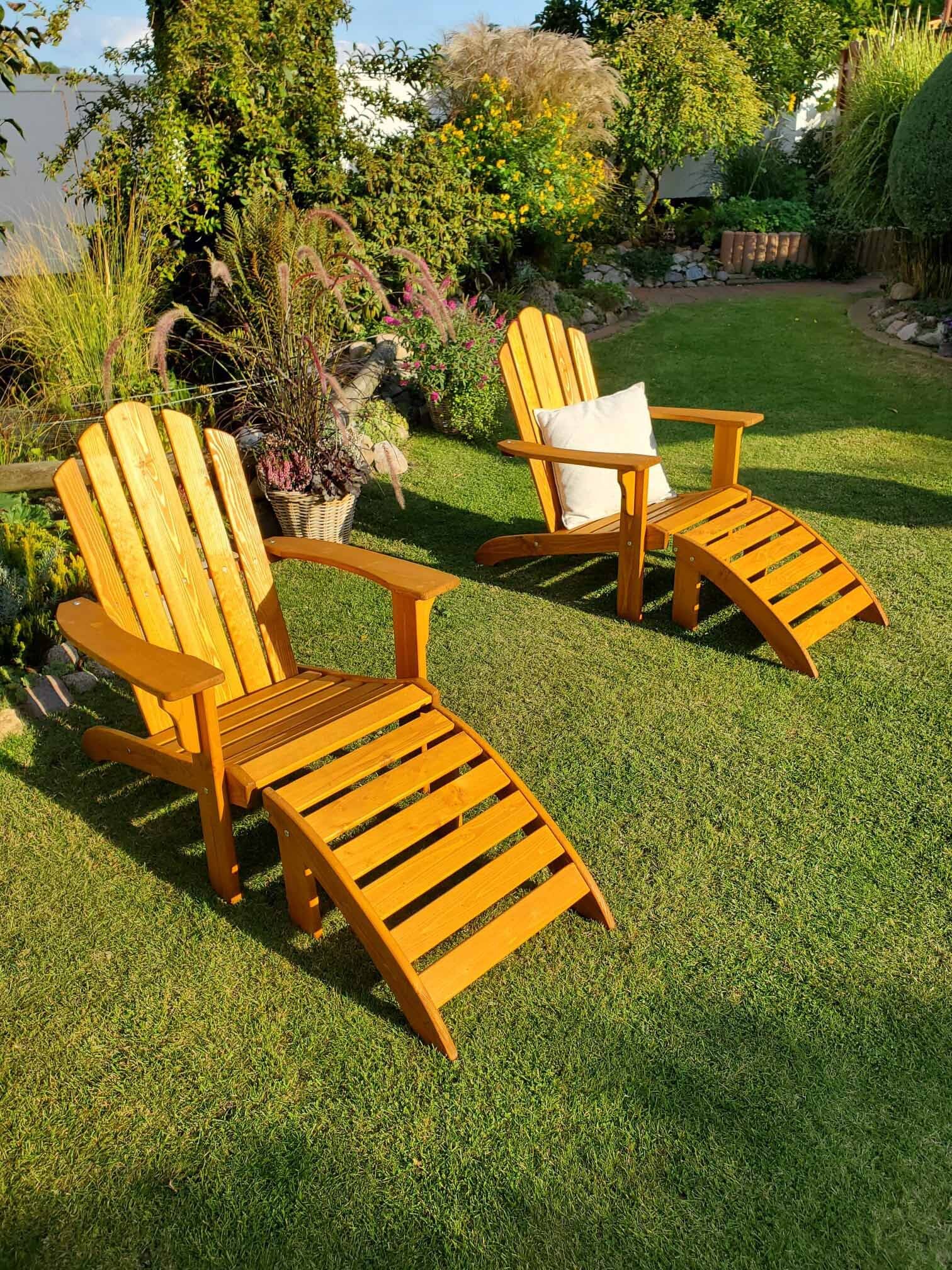 Promadino Set Deckchair mit Fußablage, Newport, honigbraun