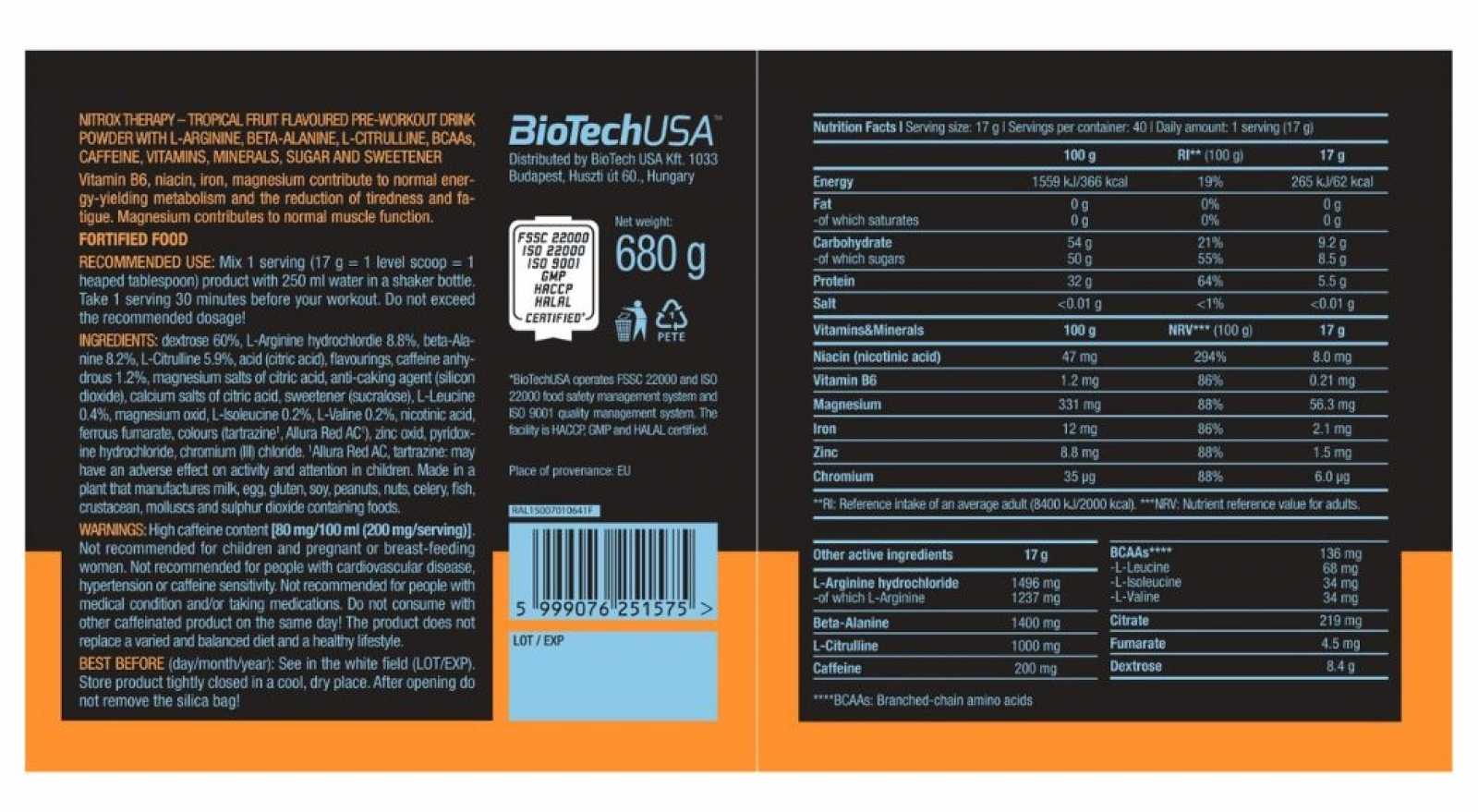Biotech USA Nitrox Therapy 340 g