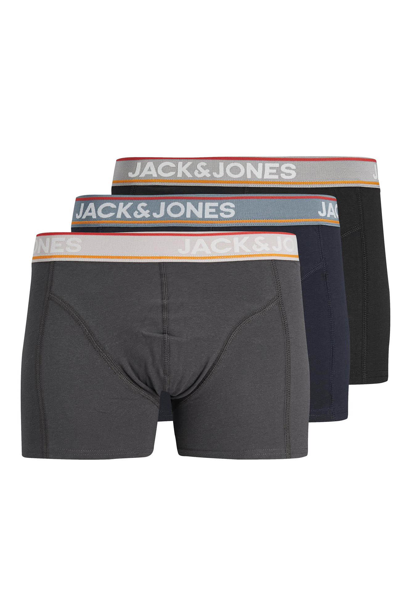 Conjunto de 3 cuecas boxer de algodão combinando.