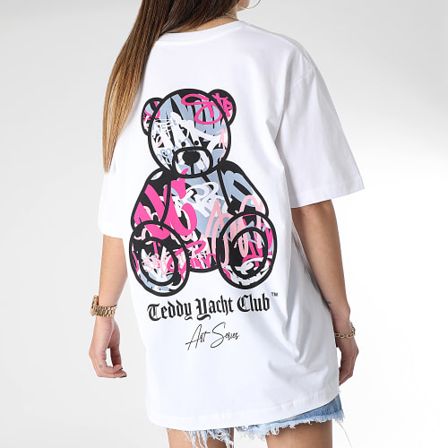 Tee Shirt Oversize Large Femme Art Series Pink Blanc