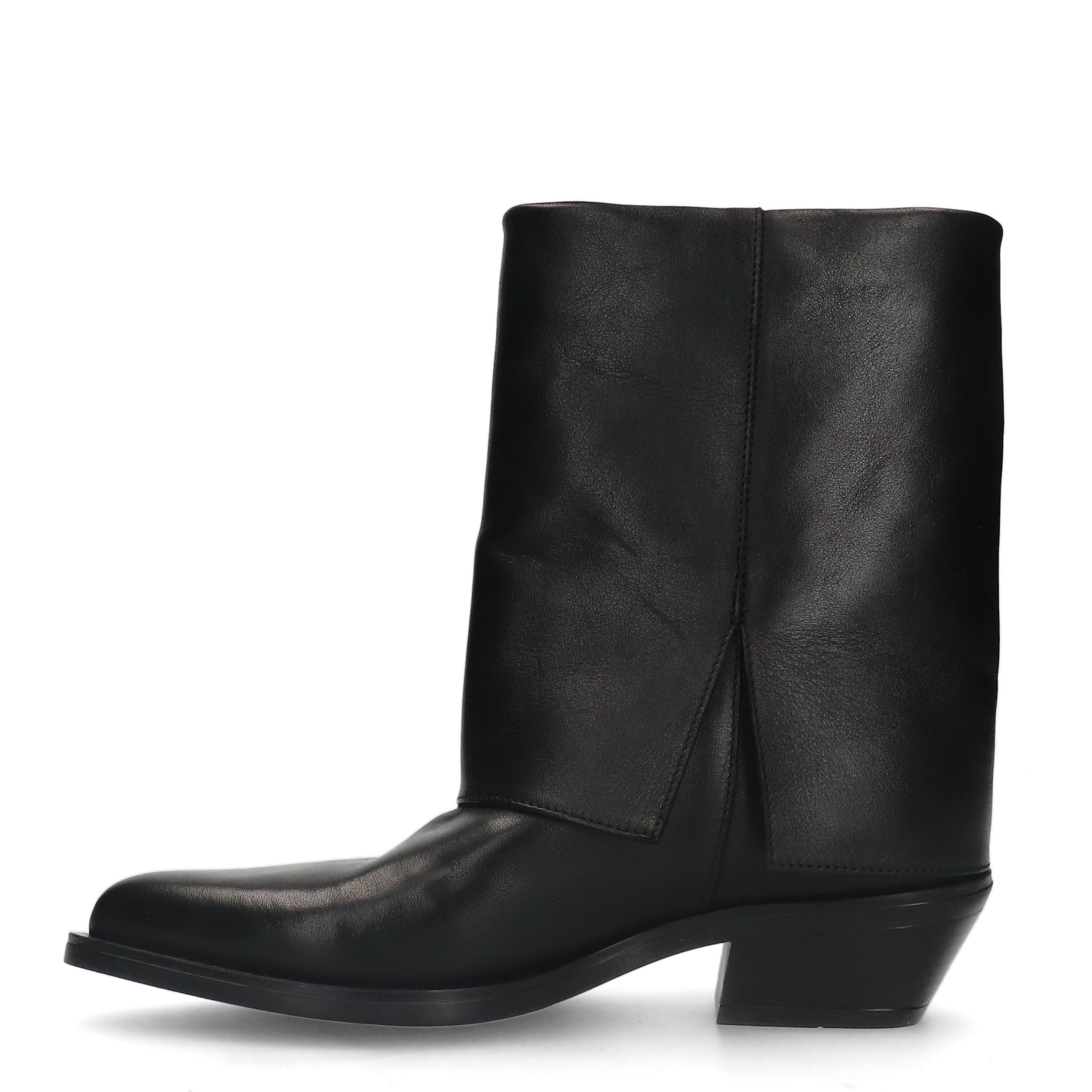 Zwarte leren cowboy laarzen met flap