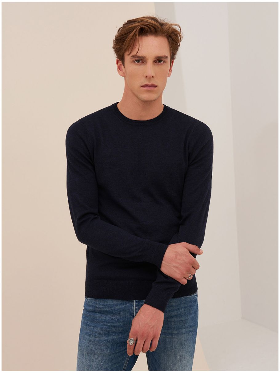 Pull col rond en laine mérinos