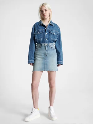 Saia jeans Mom Fit de cintura super alta
