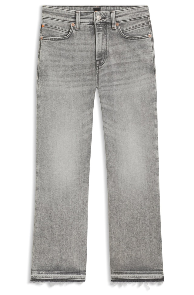 BOSS ORANGE 7/8-Jeans »SOFT KICK FLARE MR Premium Damenmode«, Cropped Länge mit ausgefranster Kante