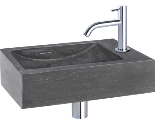 Verschil Handwastafel Hura L 40 x 22 cm Natuursteen Grijs
