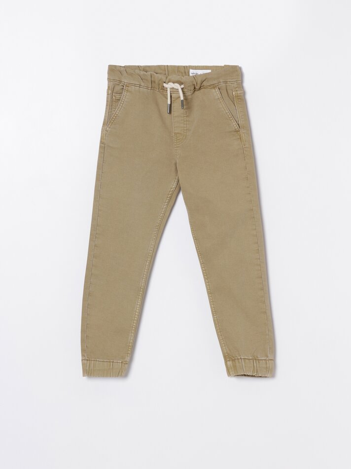 Calça jeans jogger confortável - Camel claro