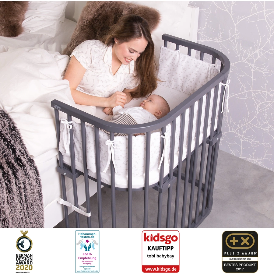 babybay Beistellbett Boxspring schiefergrau