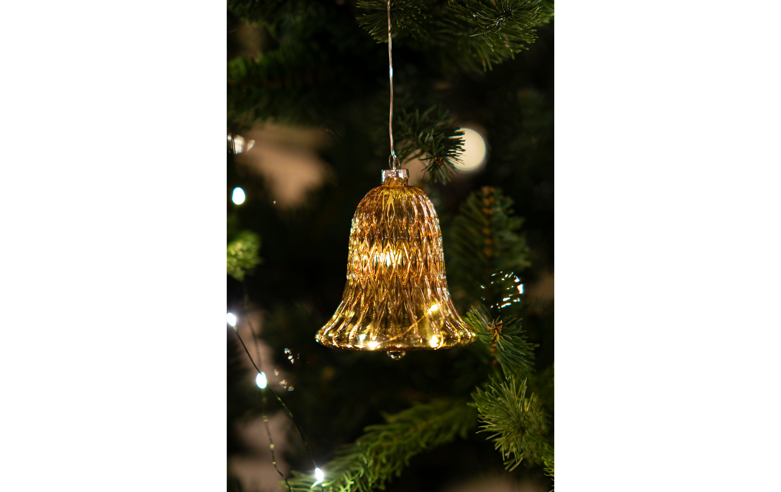 Weihnachtskugel Luna Glocke, Ø 9 cm, HellbraunWeihnachtsglocke aus Glas